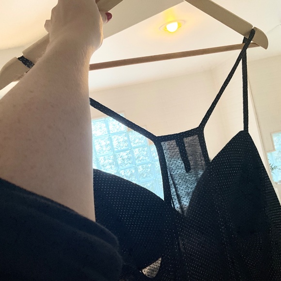 Vintage Y2K Babydoll tank top racer back Metallic polka dot Dark Fairy Grunge XL - Picture 11 of 11